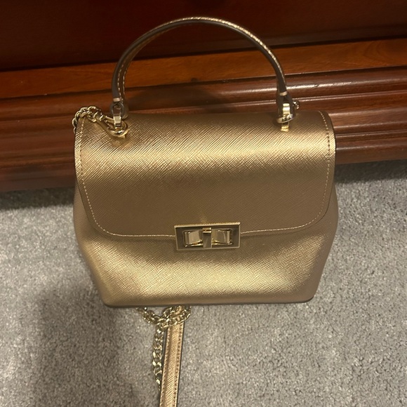 Kate Spade Top Handle Mini Satchel Metallic Leather Crossbody Bag New - Picture 2 of 7